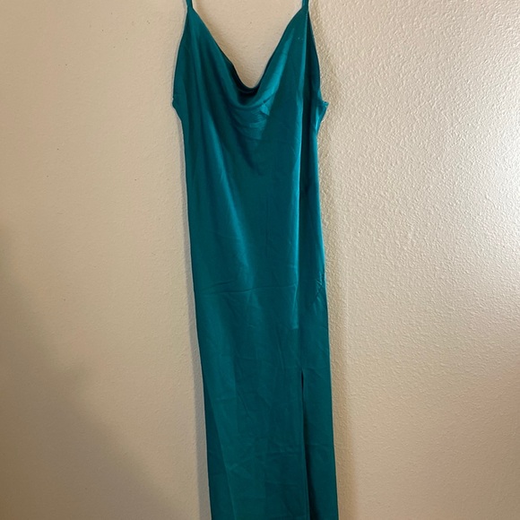 paper heart Dresses & Skirts - Teal/green cowl neck satin dress